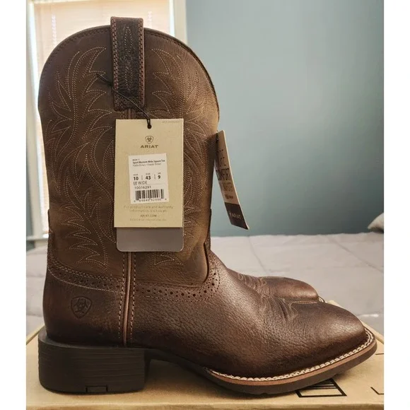 ARIAT® (Men's 10 WIDE) Sport Western Wide Square Toe Cowboy Boot in Fiddle Brown - Picture 2 of 10